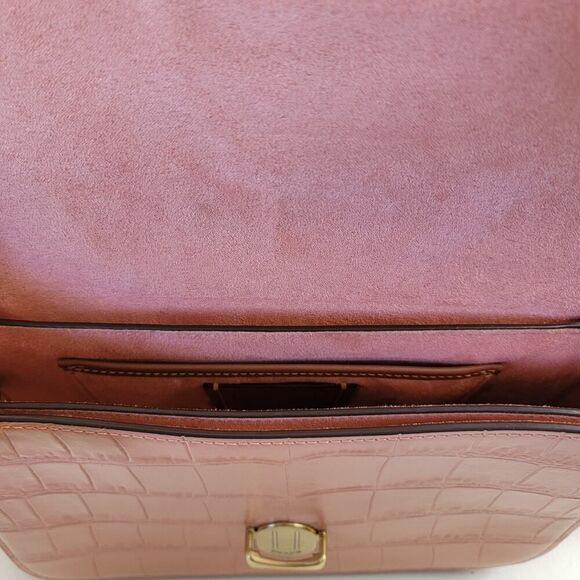 Coach Studio Shoulder Bag Brass Coral Croc Embossed Leather Purse Crossbody - Picture 15 of 16